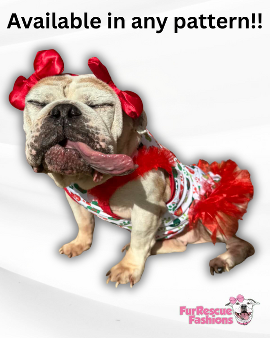 2025 Christmas in July Dog Shirt With Tulle Accent (Available in any pattern)