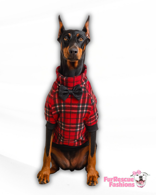Plaid & Preppy Plaid Dog Shirt With Dettachable Bow tie