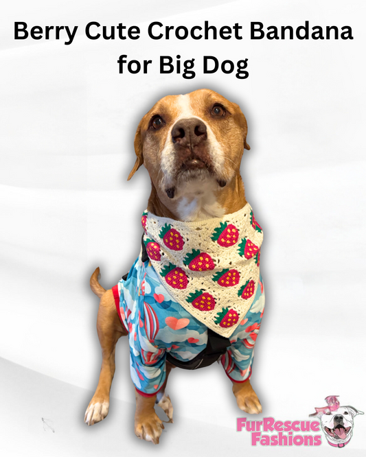 Berry Cute Dog Croche Bandana for Big Dogs