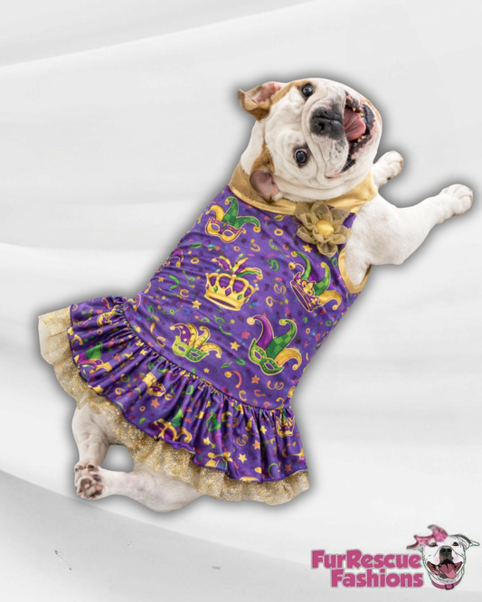 Mardi Paws Mash-Up Fancy Ruffle Dress (Available in any pattern from this preorder)