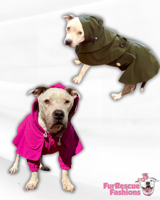 Trench Dog Rain Jacket - Cape - Vest With Stretchy Organic Rain Proof Fabric & Detachable Hoodie