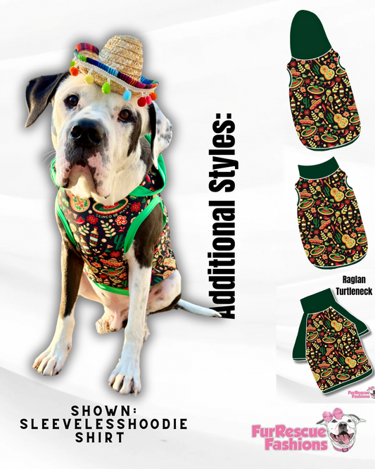Cinco De Party - Dog Pajama with Green Neck & Trim/Sleeves