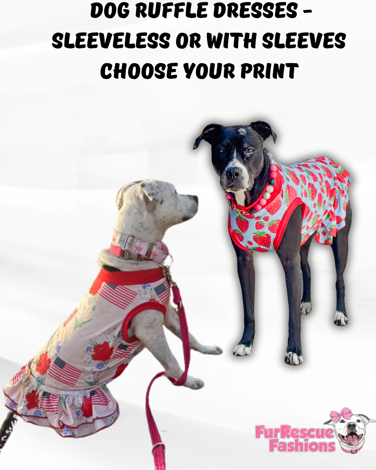 Berry Sweet Dog Dress With Ruffle / With Sleeves or Sleeveless
