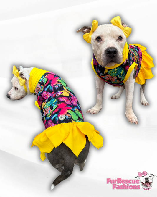 Butterflies & Sunflowers Petal Skirted Ruffle Dress