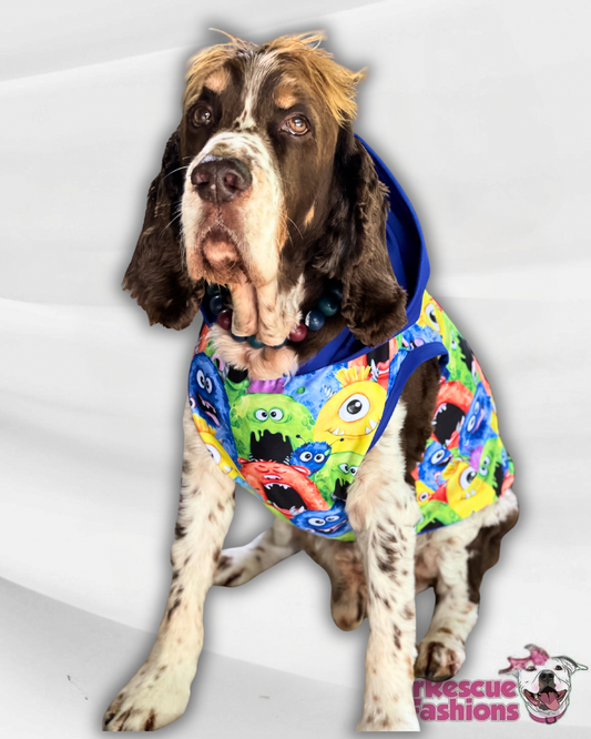 Monster Pawty- PAWJama with Royal Blue Trim/Sleeves