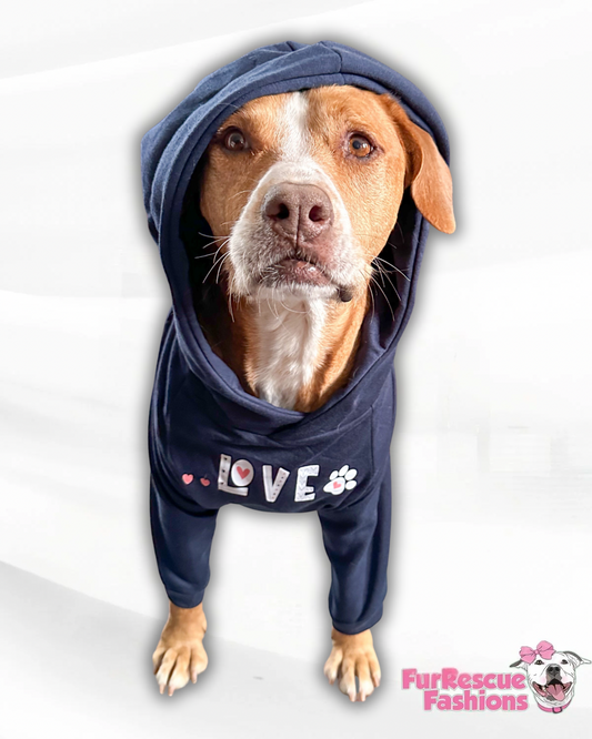 Love Rescued Me Navy Dog Hoodie