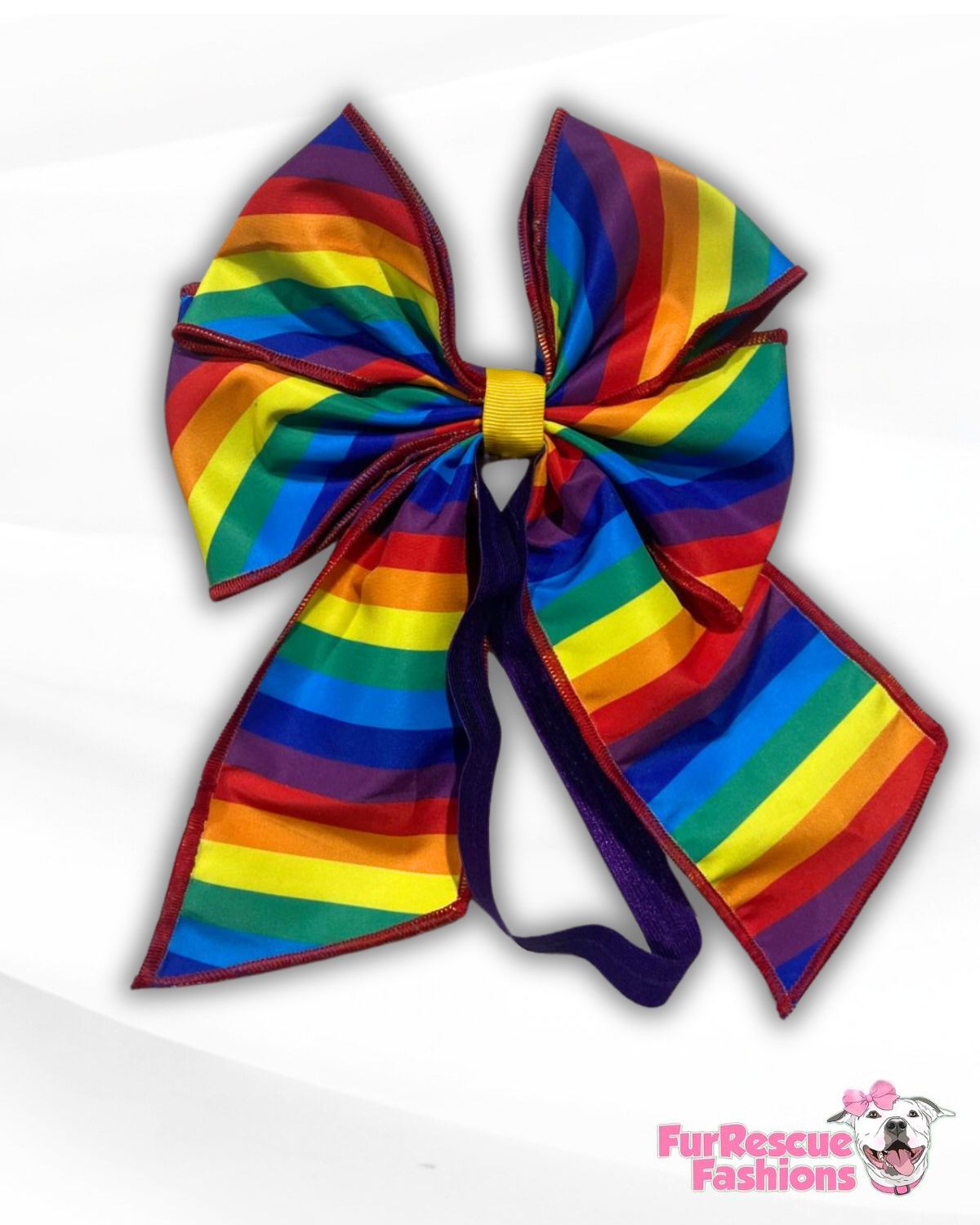 Rainbow Bow with tails Doggie Headband