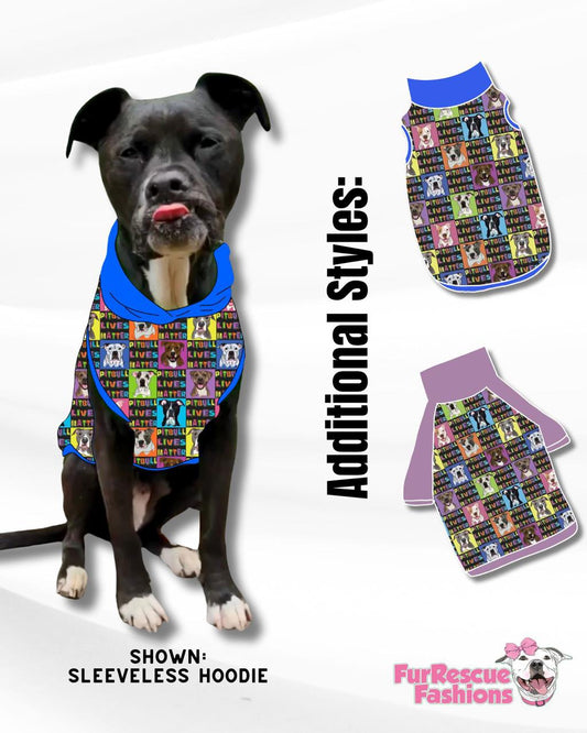 Pitbull Lives Matter Dog Pajama with Royal Blue Or Lilac Neck & Trim/Sleeves