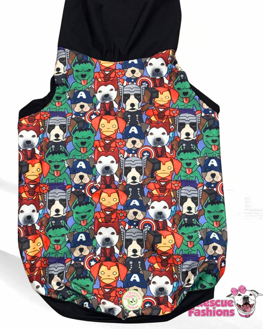 Pupvengers United - PAWjama with Black Neck & Trim/Sleeves