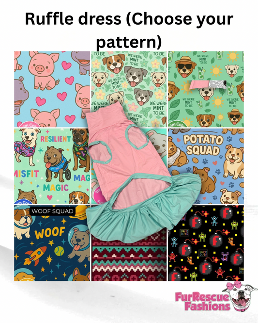 2025 Pup-pourri Dog Dress With Ruffle / With Sleeves or Sleeveless (Available in any pattern)