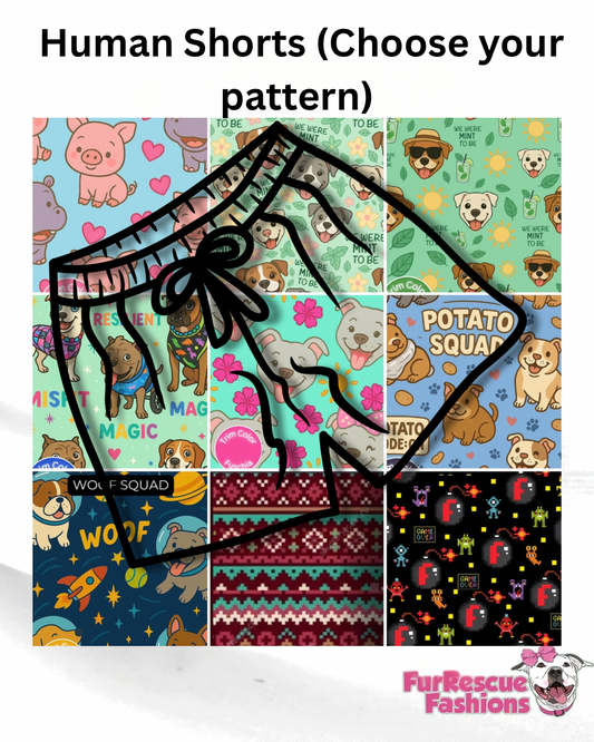 2025 Pup-pourri Human Matching Shorts (available in any pattern)(classic or UV50)