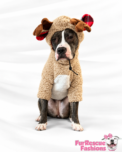 Oh Deer! Cozy Reindeer Sherpa Dog Hoodie