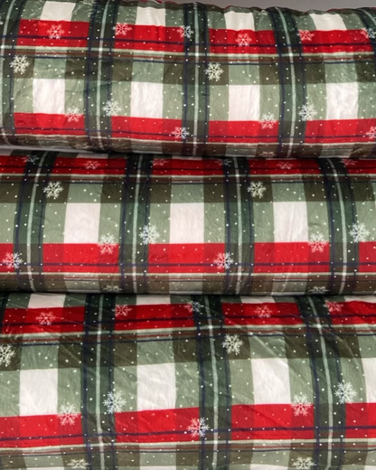 Christmas Snowflake Plaid Ultra-Luxe - Dog Pajama with Red Neck & Trim/Sleeves