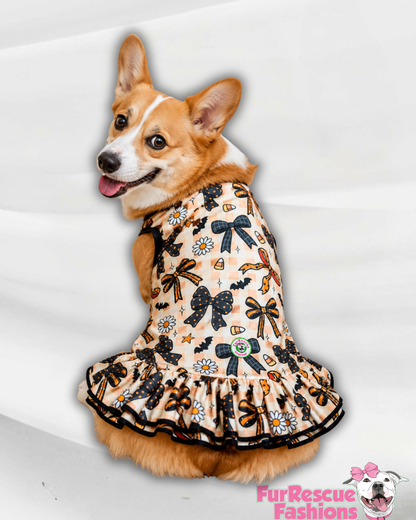 2026 Fall & Halloween Dog Dress With Ruffle / With Sleeves or Sleeveless (Available in any pattern)
