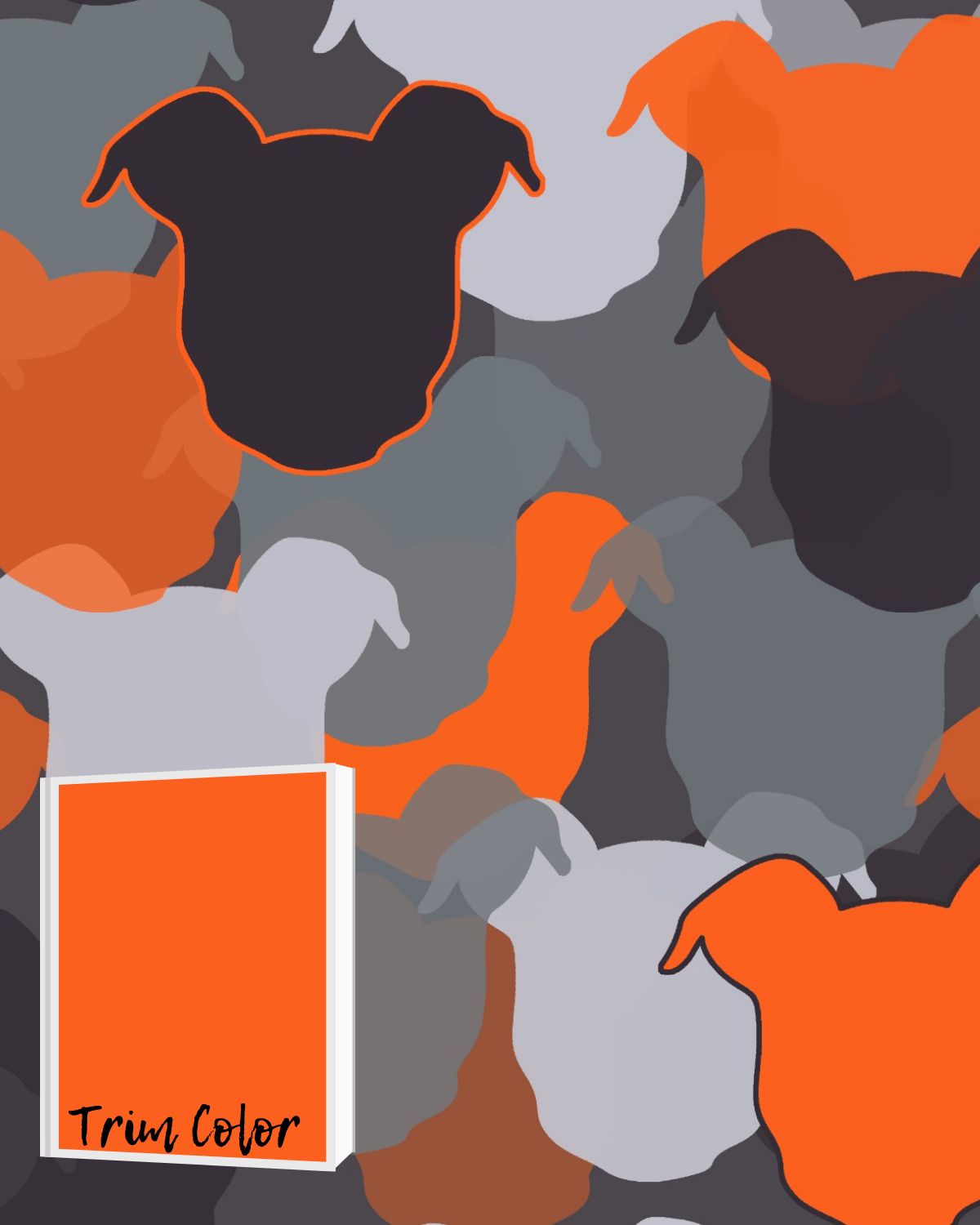 Pittie Camo – Orange Dog Pajama with Orange Neck & Trim/Sleeves