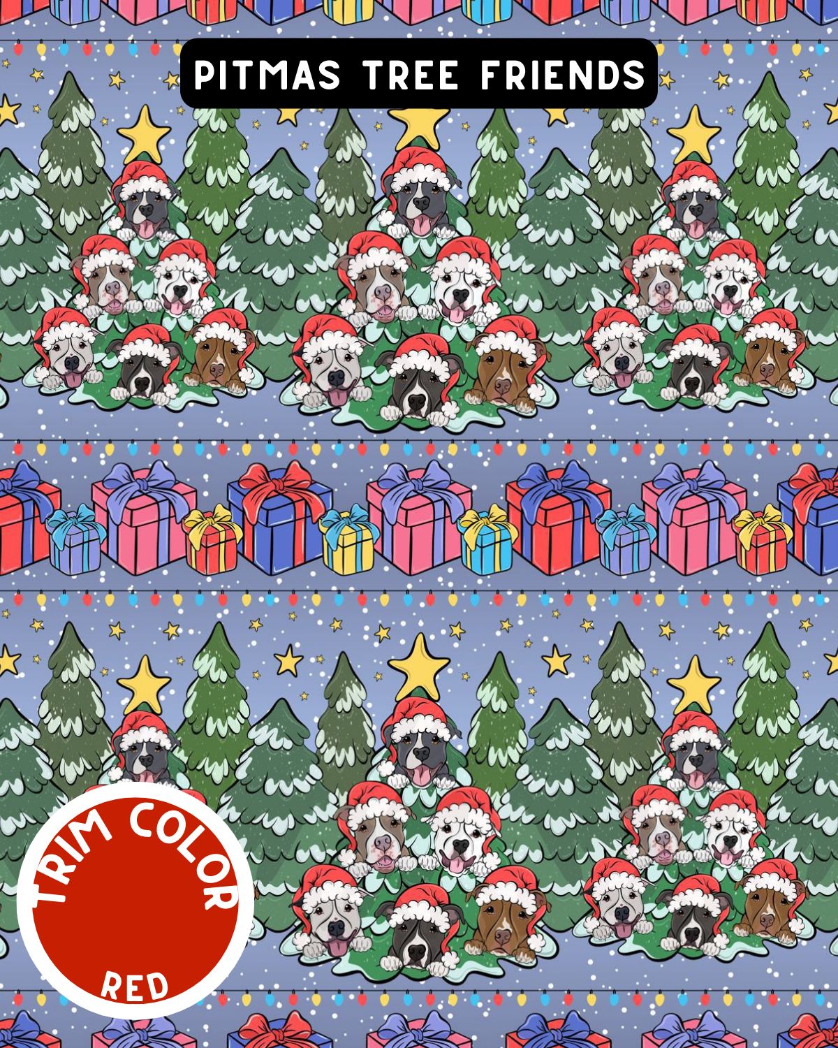 Pitties in the Pines Dog Pajama with Ref Neck & Trim/Sleeves