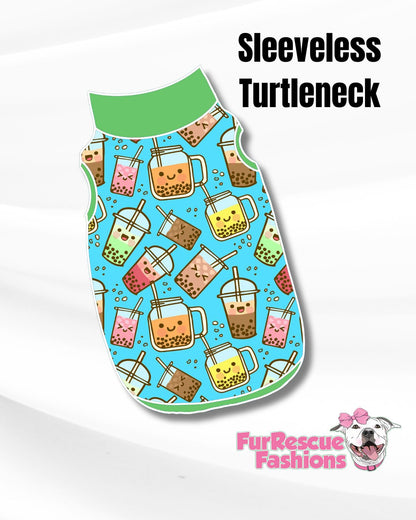 Boba Tea Dog Pajama with Green Neck & Trim/Sleeves