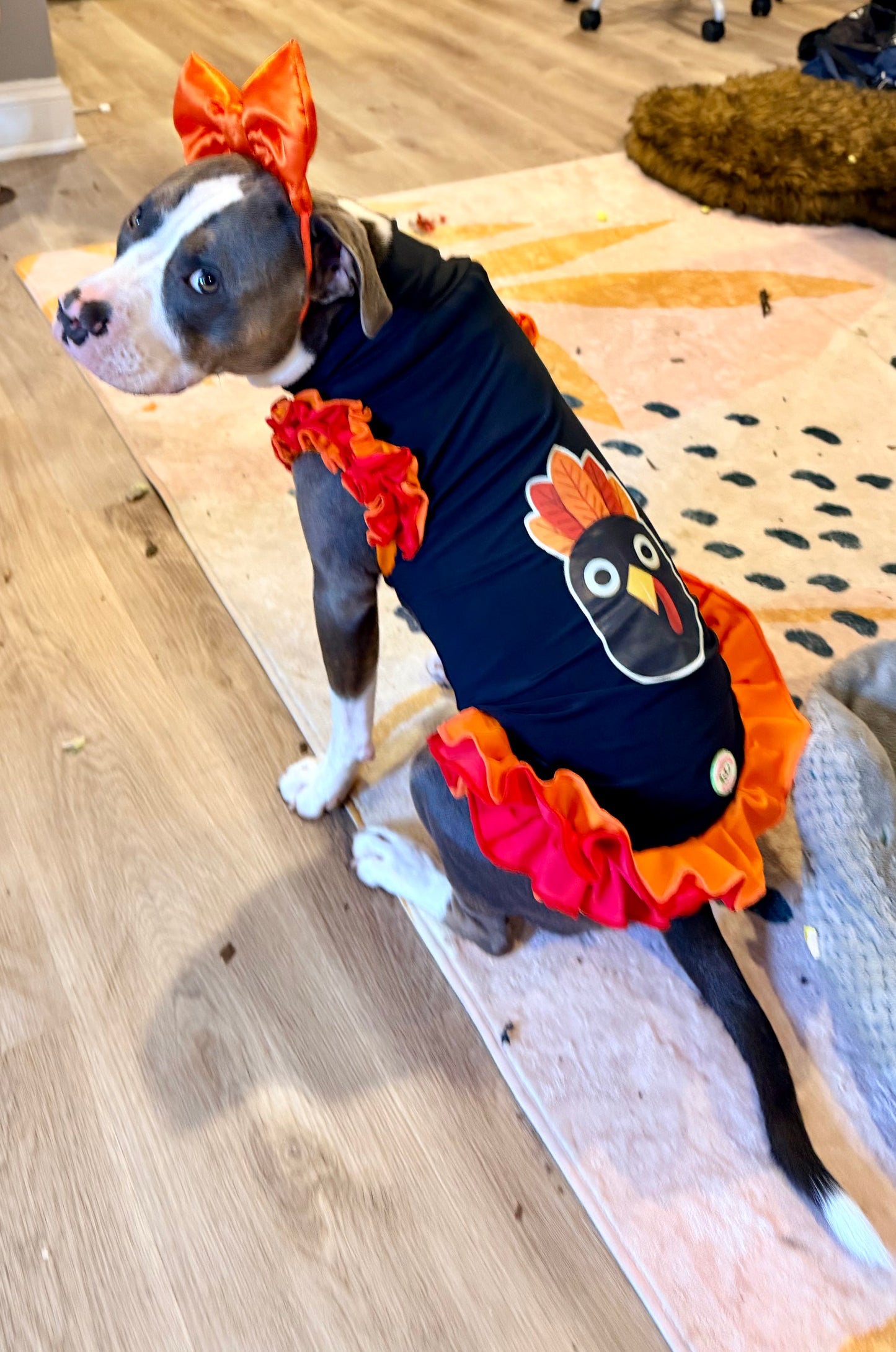 I Am Stuffed Turkey Twirl Shirt with Ruffles