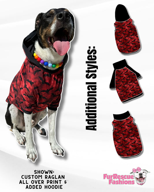 It’s Freakin’ Bats Dog Pajama with Black Neck & Trim/Sleeves