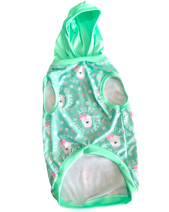 Rescue, Foster Adopt Mint - Dog Pajama with Black or Pink Neck & Trim/Sleeves