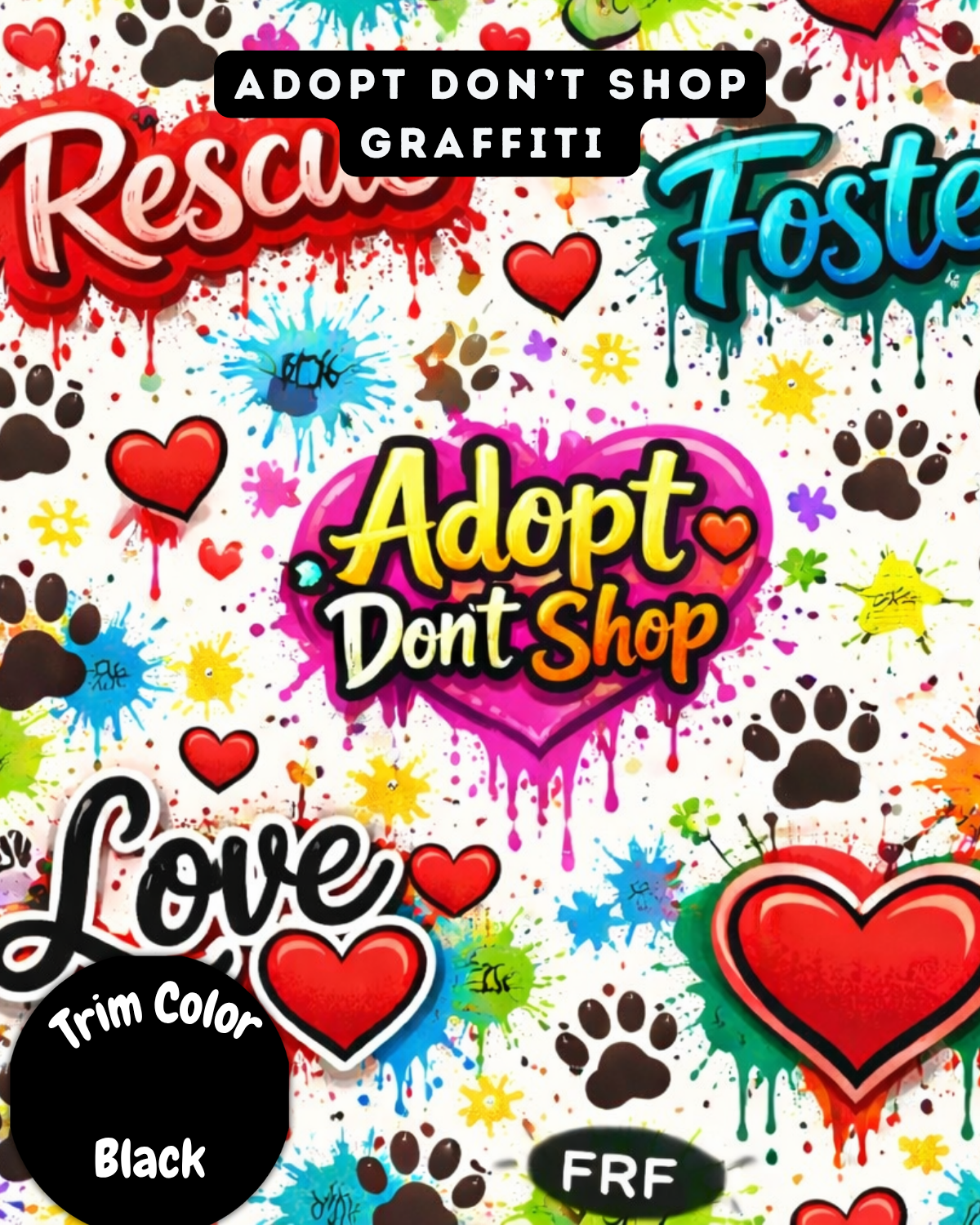 Rescue Love Street Graffiti Art  - Dog Pajama with Red Neck & Trim/Sleeves