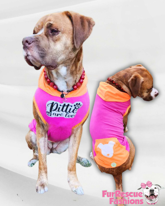 Pitties Are Love PAWJama Fuchsia & Orange