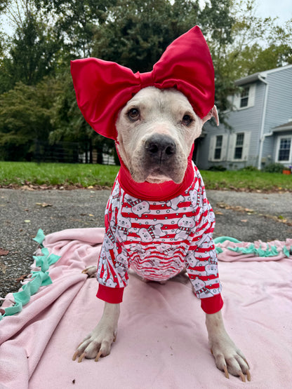 Polar Cuties Dog Pajama with Red Neck & Trim/Sleeves