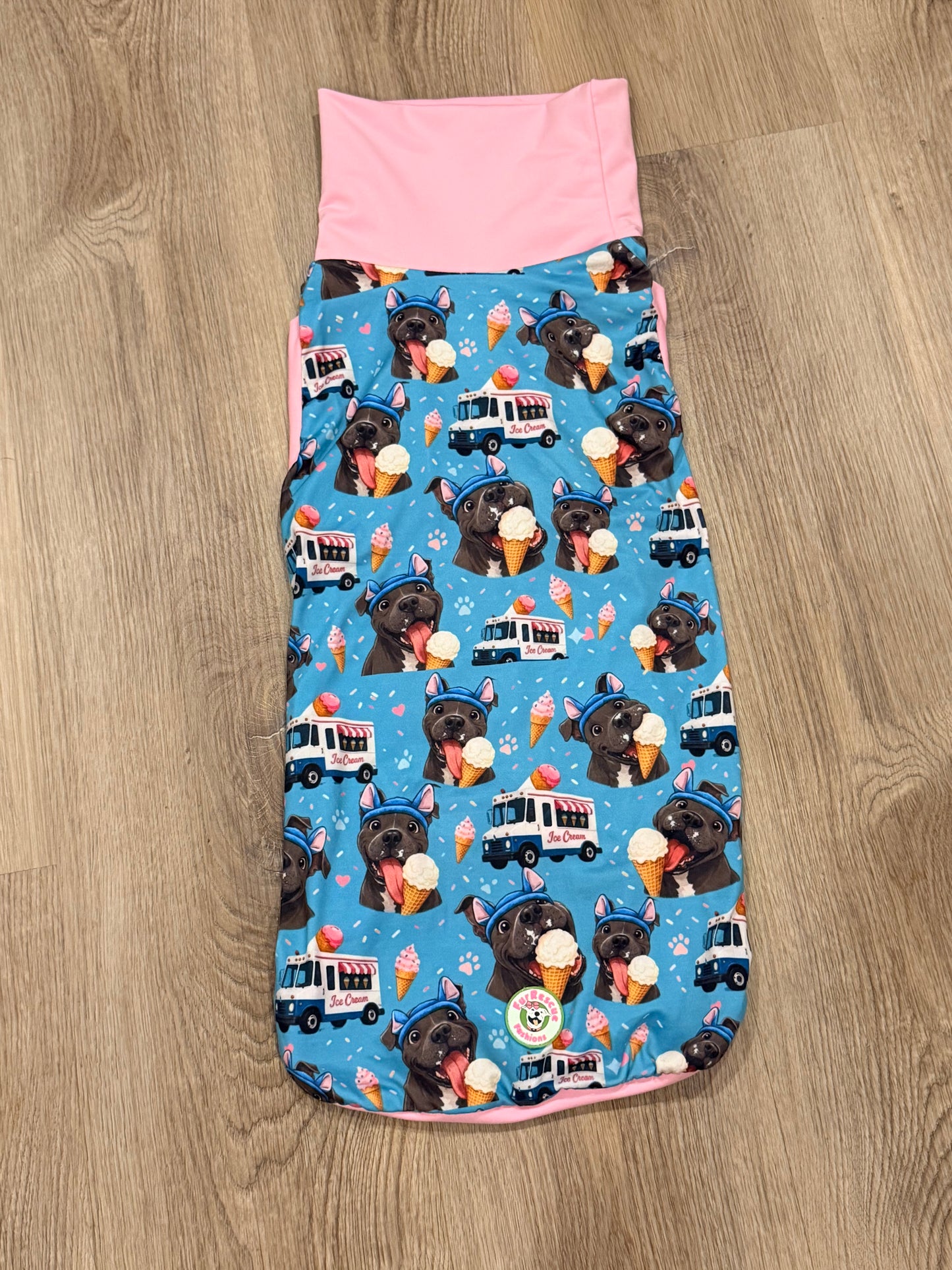 When Ice Cream is Life - Dog Pajama with Blue or Pink Neck & Trim/Sleeves