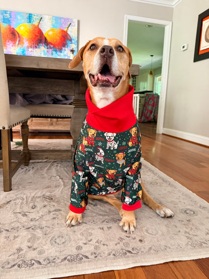 Joyful, Loved & Pawfect Misfits - Dog Pajama with Red Neck & Trim/Sleeves
