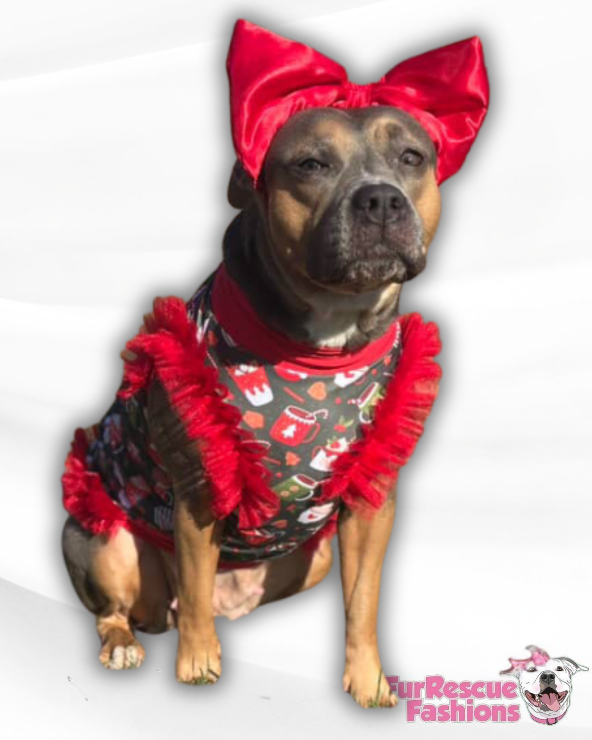 Cozy Weather Goodies Dog Pajama with Red Neck & Trim/Sleeves