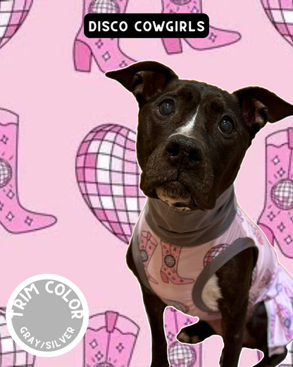 Disco Cowgirls Dog Pajama with Silver Neck & Trim/Sleeves