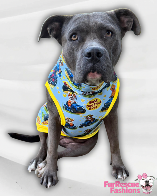 Best Dog Dad - Dog Pajama with Yellow Neck & Trim/Sleeves