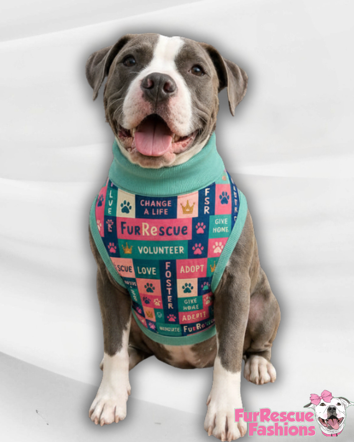 FurRescue Mission - Dog Pajama with Teal Neck & Trim/Sleeves