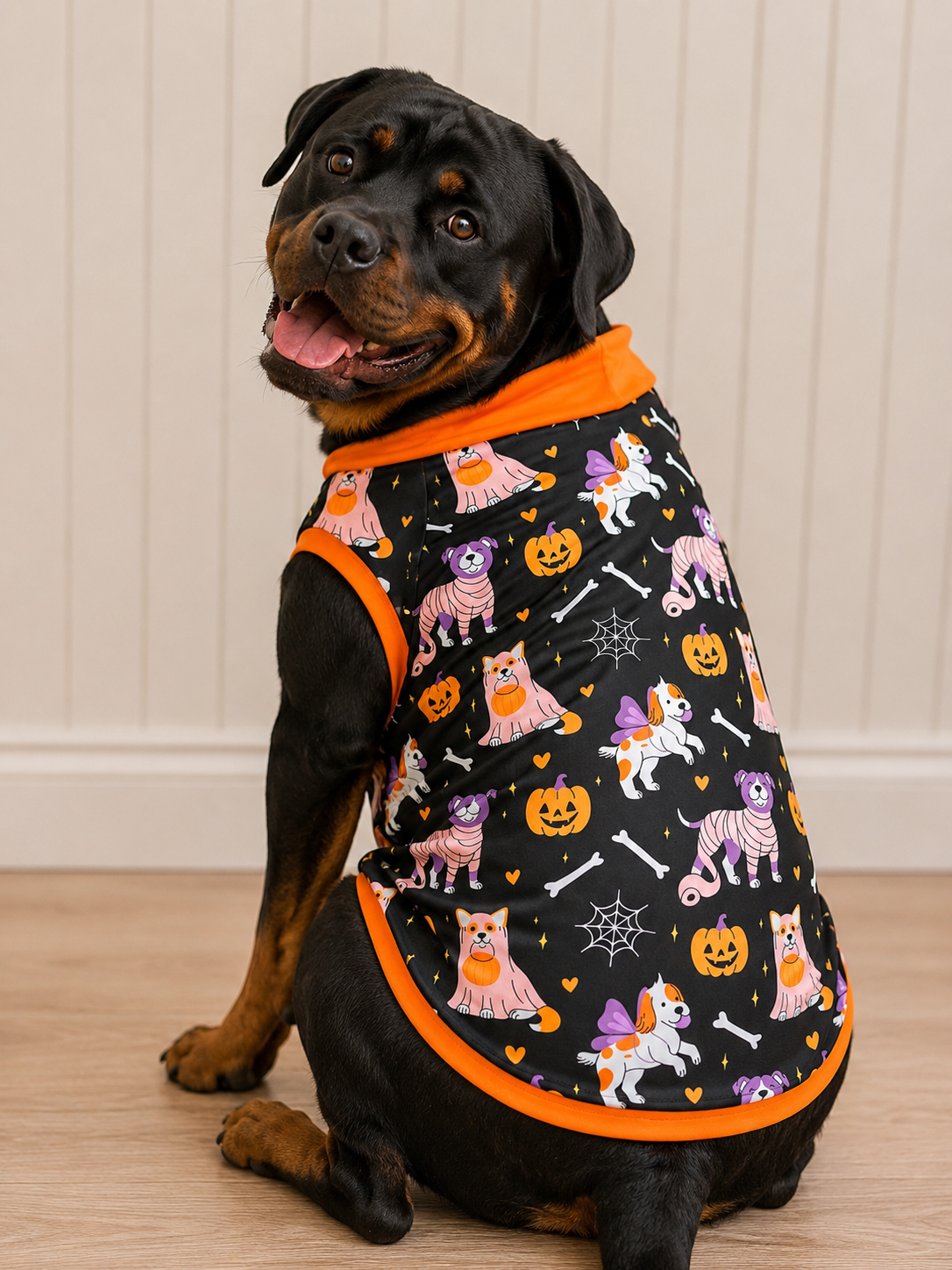 Trick Or Treat Dogs - Dog Pajama with Orange Neck & Trim/Sleeves