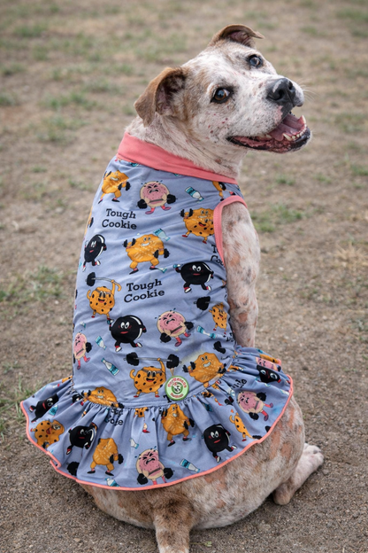 Tough Cookie Dog Dress With Ruffle / With Sleeves or Sleeveless