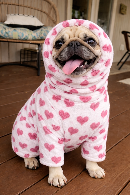 Polka Hearts Snood Dog Sweater – Luxury Fleece & Sherpa Lining