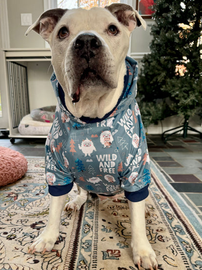 Wild & Free - Dog Pajama with Navy Neck & Trim/Sleeves