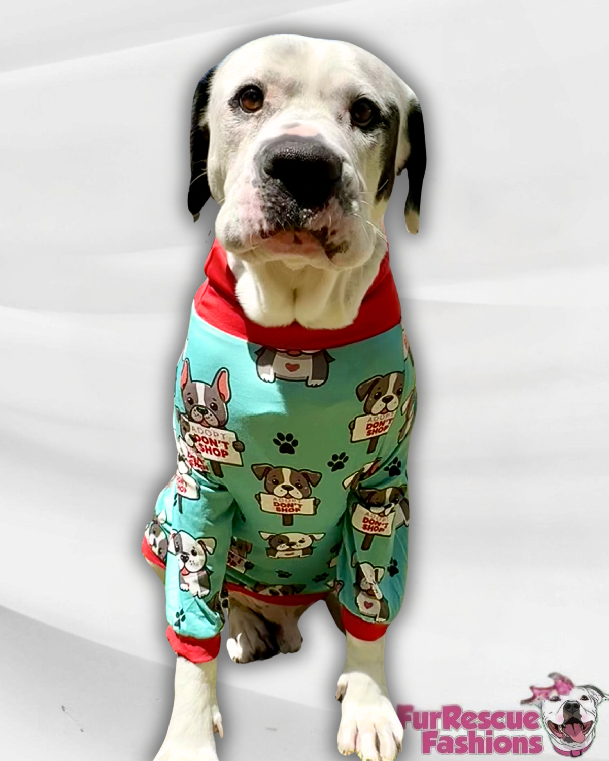 Adopt Don’t Shop - Dog Pajama with Red Neck & Trim/Sleeves