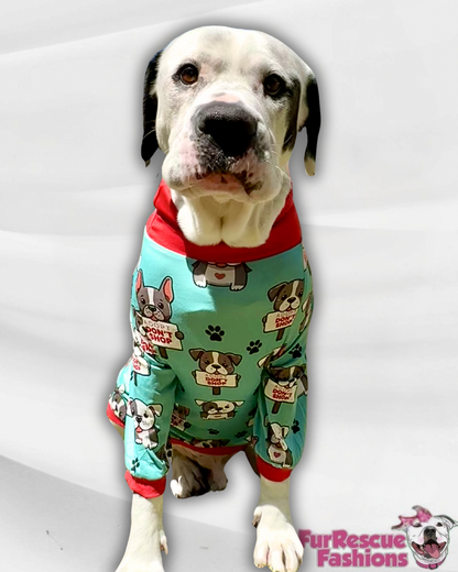 Adopt Don’t Shop - Dog Pajama with Red Neck & Trim/Sleeves