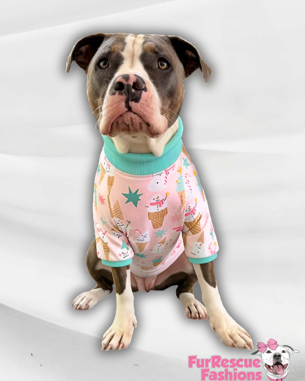 Sweet Scoops of Christmas - Dog Pajama with Mint Green Neck & Trim/Sleeves