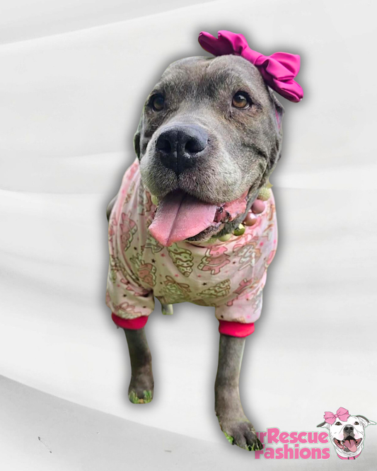 Sugar Cookies Christmas - Dog Pajama with Pink Neck & Trim/Sleeves