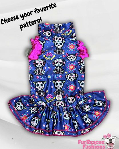 2026 Fall & Halloween Dog Dress With Ruffle / With Sleeves or Sleeveless (Available in any pattern)