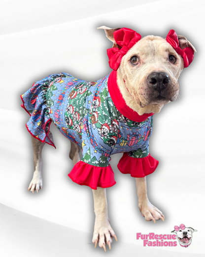 2025 Get Merry - Christmas Dog Dress With Ruffle / With Sleeves or Sleeveless (Available in any pattern)