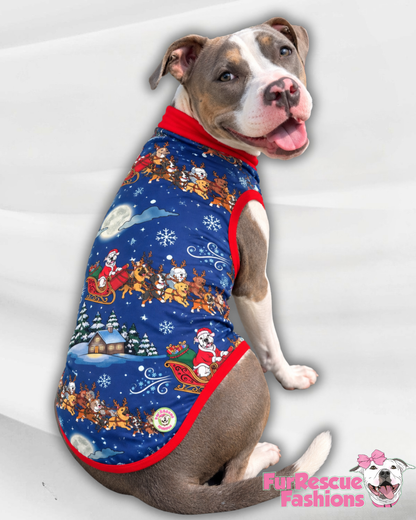 Sleighing All Day - Dog Pajama with Red Neck & Trim/Sleeves