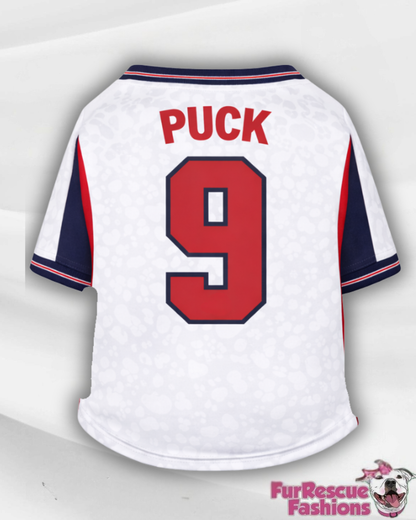 England Dog Jersey or Ruffle Dress – Soccer Cup 2026 | Custom Pet Soccer Shirt ⚽️🐾