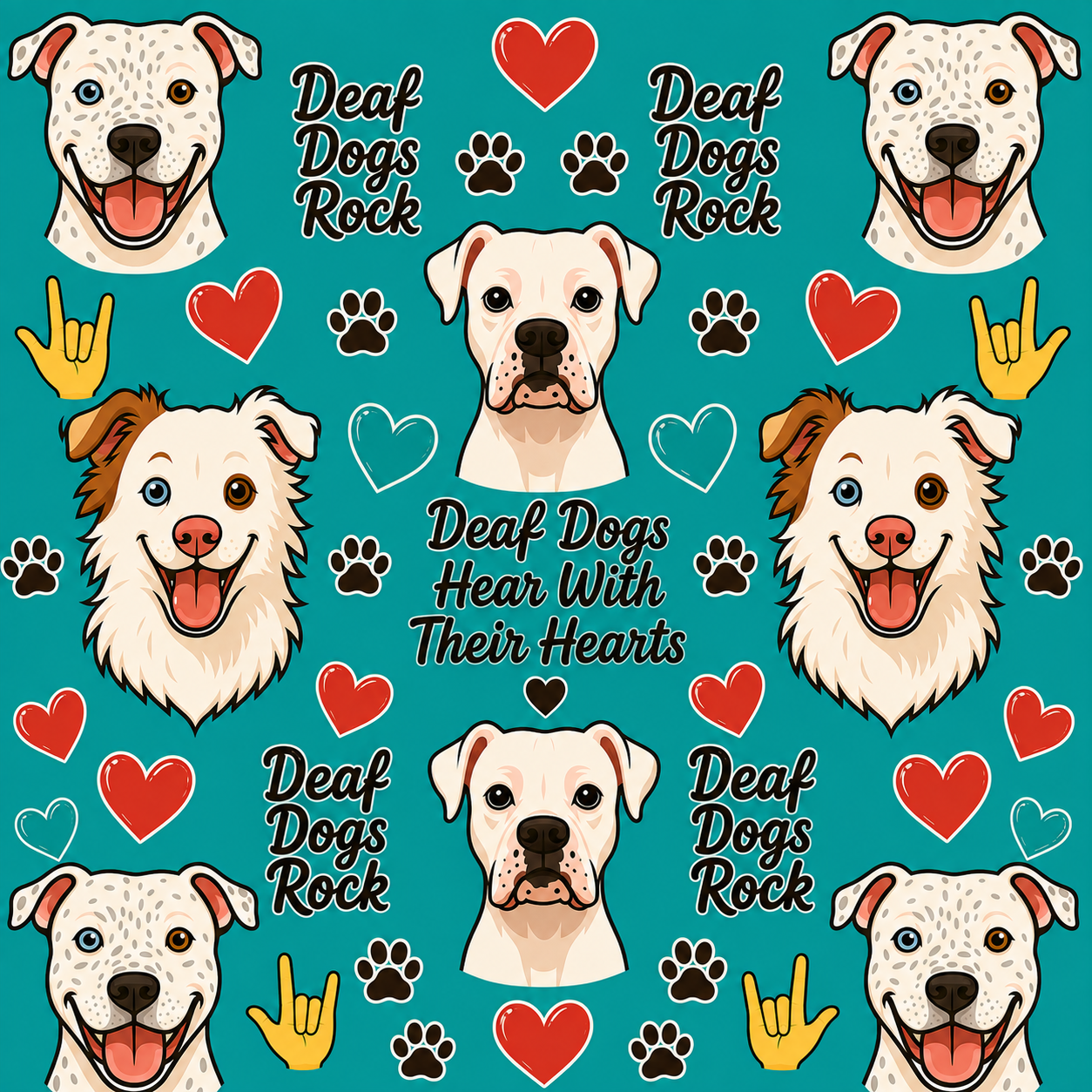 Deaf Dogs Rock - Dog Pajama with Red or Black Neck & Trim/Sleeves