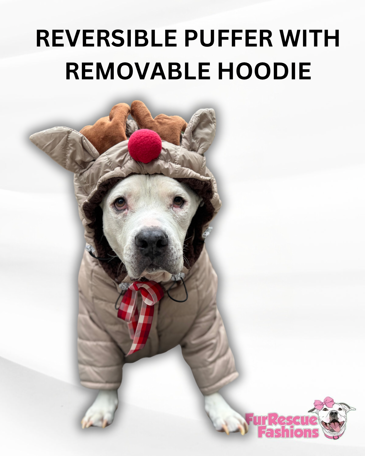 Reversible Reindeer Puffer Jacket, Vests and Capes with Removable Hoodie