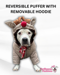 Reversible Reindeer Puffer Jacket, Vests and Capes with Removable Hoodie