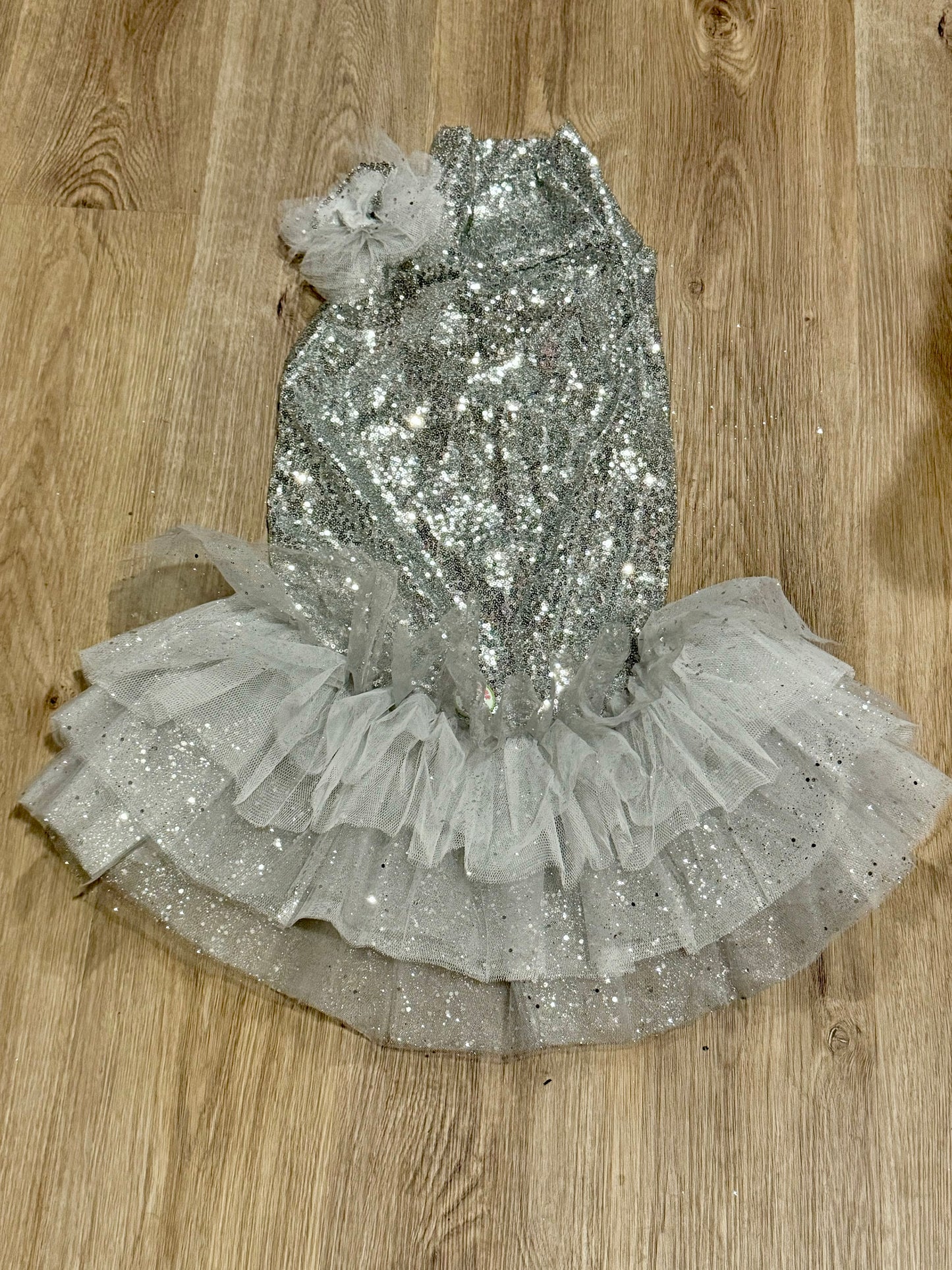 Silver Shimmer Fancy Dog Tutu Dress