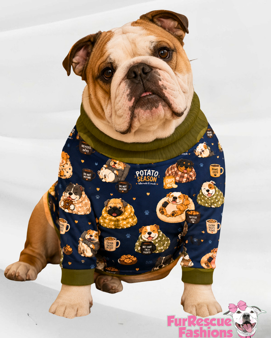 Potato Season - Dog Pajama with Olive green Neck & Trim/Sleeves